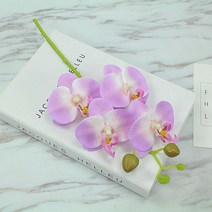 소형 호접란 꽃줄기_1p 화분연출 4개꽃 인조 난꽃, 연보라