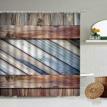 우드폼블라인드 컬러 레트로 오래된 보드 나무 나비 꽃 샤워 커튼 농가 헛간 크리에이티브 욕실 액세서리
