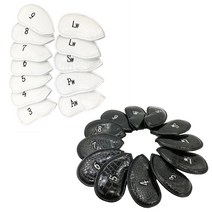 골프 아이언커버 악어문양 PU가죽 세트 12P, 화이트