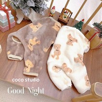 코코스튜디오 강아지옷 신 테디 포근수면 올인원&티셔츠, 코코 신 테디 수면/화이트(올인원)
