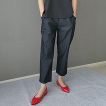 세미배기 흑청 봄 여름 일자바지 9부 허리밴딩 코튼 항아리팬츠 조거팬츠 아줌마 엄마옷