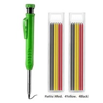 목공 공구 단단한 목수 연필 세트 6 리필 리드와 내장 샤프너 건축가 깊은 구멍 마킹 도구 키트, Mix Refills, 1개