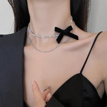 일호장신구 블랙 벨벳 리본 두줄 초커 개별카드텍포장 파우치증정 국내배송