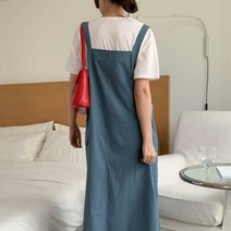 셀러허브(잡화) 여자 코튼 귀여운 포켓 멜빵 나시 원피스