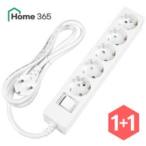 1+1 홈365 국산 과부하차단 5구 멀티탭 0.7m 1.5m 3m 5m / 16A 멀티콘센트, 1+1 과부하차단 5구 [1.5m]
