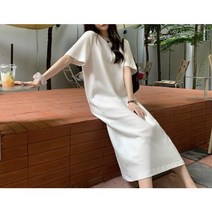 여름 캐주얼 라운드 심플 롱원피스 데이리 코튼 원피스 2컬러