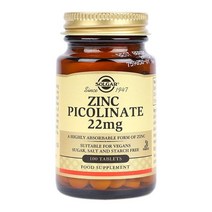 Solgar 솔가 Zinc Picolinate 22mg 100 Tablets Zinc Picolinate 22mg 100 Tablets, 1개