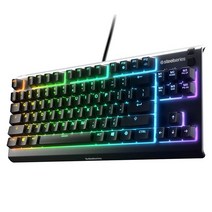 스틸시리즈 SteelSeries 에이펙스 3 TKL RGB 게이밍 키보드 텐키리스 컴팩트 폼 팩터 8존 조명 IP32 물 & 먼지 방지 저소음 게임 스위치 등급 안티 고스팅, Apex 3, Whisper Quiet – Tactile Sil
