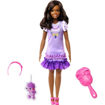 Barbie Doll for Preschoolers Black Hair My First Barbie Brooklyn Doll Kids Toys and Gifts Plush Poodle Accessories Soft Poseable Body, 상세참조