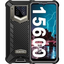 공기계 휴대폰 스마트폰 핸드폰 oukitel wp15s 견고한 15600mah 배터리 6.523939 IP68 방수 4GB+64GB 20MP 카메라, 공식 표준, 검은색