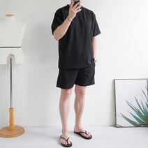 쿼터 남자 링클프리 스판 반팔 반바지 세트 6컬러