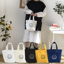 슬기로운이웃 1+1 미니 캔버스 스마일 에코백 가방 레터 토드백 캔버스백 손목 손가방