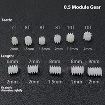 RC 기어 톱니 콤보 세트 커버10pcs 0.5M Plastic Gear 7/8/10 Teeth Toy RC Model Car 1mm/2mm Shaft Motor, 04 10 Teeth 1.5mm