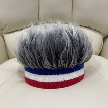 1+1 모자 가발 헤어패션 일체형 클럽 헤어밴드형 짧은 숏컷 다양한 색상 디자인, 55-59CM 조절가능, 그레이 블루 니트