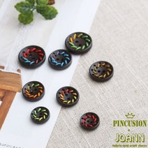 (10개)무지개 스티치우드단추 나무단추, 20mm