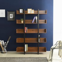 [(주)티에스퍼니처] TS-15 5단 1200 가림막책장, 필수:프레임-블랙/상판-라이트월넛