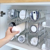 투명 음료 텀블러 보관함 정리대 진열 정리 보관대 정리함, 2단x3개세트