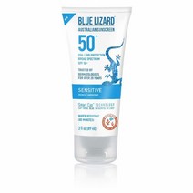 Blue Lizard 센서티브 미네랄 자외선 차단제 산화 아연 SPF 50+ 방수 UVA/UVB 보호 스마트 보틀 기술 무향, 3 Ounce (Pack of 1)