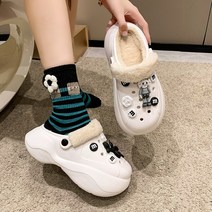 쿠런 퍼 안감 키높이 샌들 슬리퍼 6cm