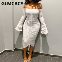여성 플레어 슬리브 오프 어깨 BODYCON 복장