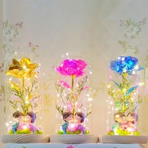 LED 장미 크리스탈 홀로그램 유리돔 카네이션 뽀뽀커플 피규어 인테리어무드등 발렌타인 화이트데이 피규어 성년의날 커플 신혼부부 추석 명절 선물 어버이날 스승의날 드라이플라워, 블루