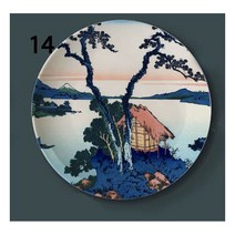 Tomitake 36 킹 장식 플레이트 호쿠사이 일본 세라믹 디스크 플로팅 월드 페인팅 벽 장식, 10 inch, 14