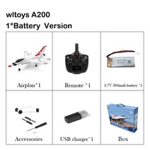 RC비행기 입문 무선비행기 WLtoys A200 Rc 비행기 2.4G 2CH 원격 제어 F-16B Epp 소재 전기 모델 RTF 고정, 01 A200-1b