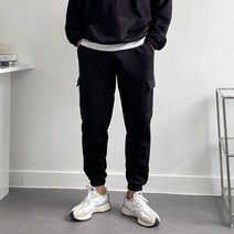 어둑 겨울 기모바지 밴딩 남자 카고 조거팬츠 (3color)
