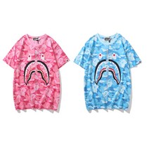 BAPE 타이드 브랜드 에이프 헤드 플레임 프린트 위장 패션 티셔츠