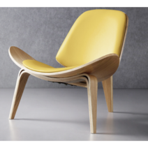 한스웨그너 쉘체어 윙디자인 원목 거실 베란다 테라스의자 커피티테이블 체어 카페의자 조립식, 원목+옐로우패드