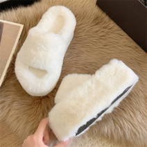 10cm 두꺼운 바닥 키 큰 털 슬리퍼 여자 가을 겨울 겉에 송편 바닥 작은 키 날씬해 보이는 면 슬리퍼
