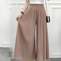 심플 룩 와이드팬츠 루즈핏 여성 편한 시원한 쿨바지 플리츠 바지 밴딩 쉬폰 쿨 팬츠 밴딩
