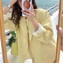 여성 미니멀 심플 루즈핏 정장 자켓 민소매 원피스 세트 마카롱 파스텔 로맨틱 투피스