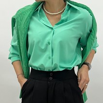 여성 오피스룩 면접 오버핏 컬러 셔츠 블라우스 7color