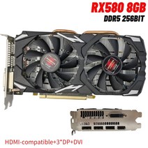 그래픽카드 AMD RX580 듀얼 팬 라데온 GPU 디스플레이 데스크탑 게이밍 비디오 8GB GDDR5 256 비트 3 DVI 포트 포함, RX580 8GB-C