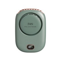 미니 휴대용 목걸이 선풍기 날개 없는 USB 충전식 선풍기 핸드 헬드 무음 디지털 디스플레이 소형 전기, 02 green_05 미국