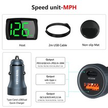 gps측량기 gpsWYOBD 2023 최신 GPS HUD 플러그 앤 플레이 디지털 속도계 큰 글꼴 KMH MPH 헤드 업 자동차, 02 MPH-Charger
