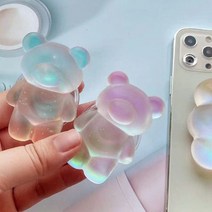 무광 홀로그램 투명 곰돌이 하리보 그립톡 오로라 레진 스마트톡