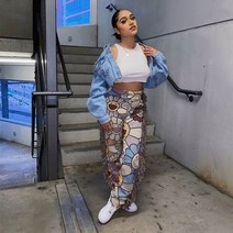 스웻 팬츠 키큰 남자 롱 와이드 트레이닝 스웨트 바지 streetwear women side tassels patchwork pattern print jogger 패션 137