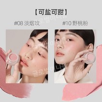 Foreverkey 블러쉬 페이스트 클레이 새로운 복숭아 흑백 퍼플 아이섀도우 컨투어링, 4g, 소금과 달콤함 08 라이트 스모크 로즈 + 10 야생