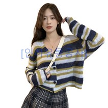 [인하유통공사]스웨터 간절기 여성 긴팔 스트라이프 니트 가디건 상의 박시핏 LNN20230304신상
