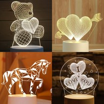니두스 3D 아크릴무드등 수면등 캠핑 침실 탁상 조명 친구결혼선물, (3라이트) 하트품은곰