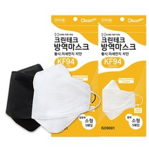 [100매] KF94 크린테크 마스크 소형 보건용 비말차단 황사방역 국산 어린이 블랙, KF94 크린테크 마스크 블랙 소형 100매