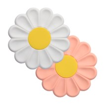 리빙공감 파스텔 플라워 냄비 받침대 2종세트, 화이트+핑크, 1세트
