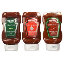 Heinz Ketchup Variety Pack 하인즈 캐첩 캐찹 3종 (스리라차 할라피뇨 핫 앤 스파이시) 14 oz (397g) 3개 세트, 1