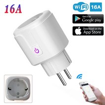 iot콘센트 스마트 WiFi 플러그 16A EU 미국 어댑터 무선 원격 음성 제어 전원 모니터 Alexa Google 홈 Tuya 앱용 소켓, 16A EU 플러그, 4 개