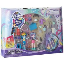 My Little Pony Equestria 여아용 패션 스쿼드 레인보우 대시와 스타라이트 글리머 미니 인형 세트 장난감 40개 이상의 패션 액세서리 포함