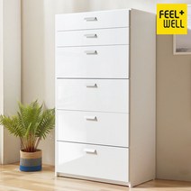 SR9764 필웰 레아 6단 서랍장 800 DVX 화이트 하이그로시