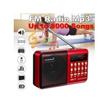 라디오 효도 휴대용 FM 미니 K11 충전식 디지털 USB TF MP3 플레이어 스피커, [01] with Battery