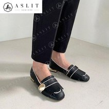 [바보사랑] 여성 투톤 스트랩 프린지 플랫 로퍼 2cm